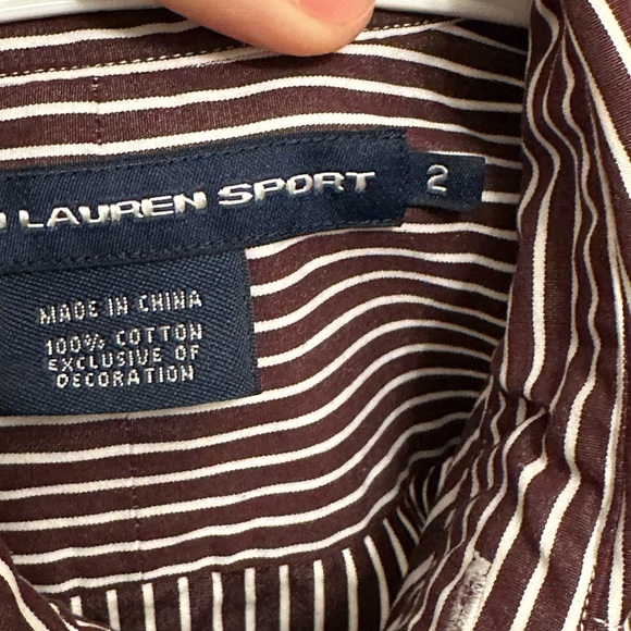 Ralph Lauren Maroon and White Striped Shirt - Picture 5 of 12